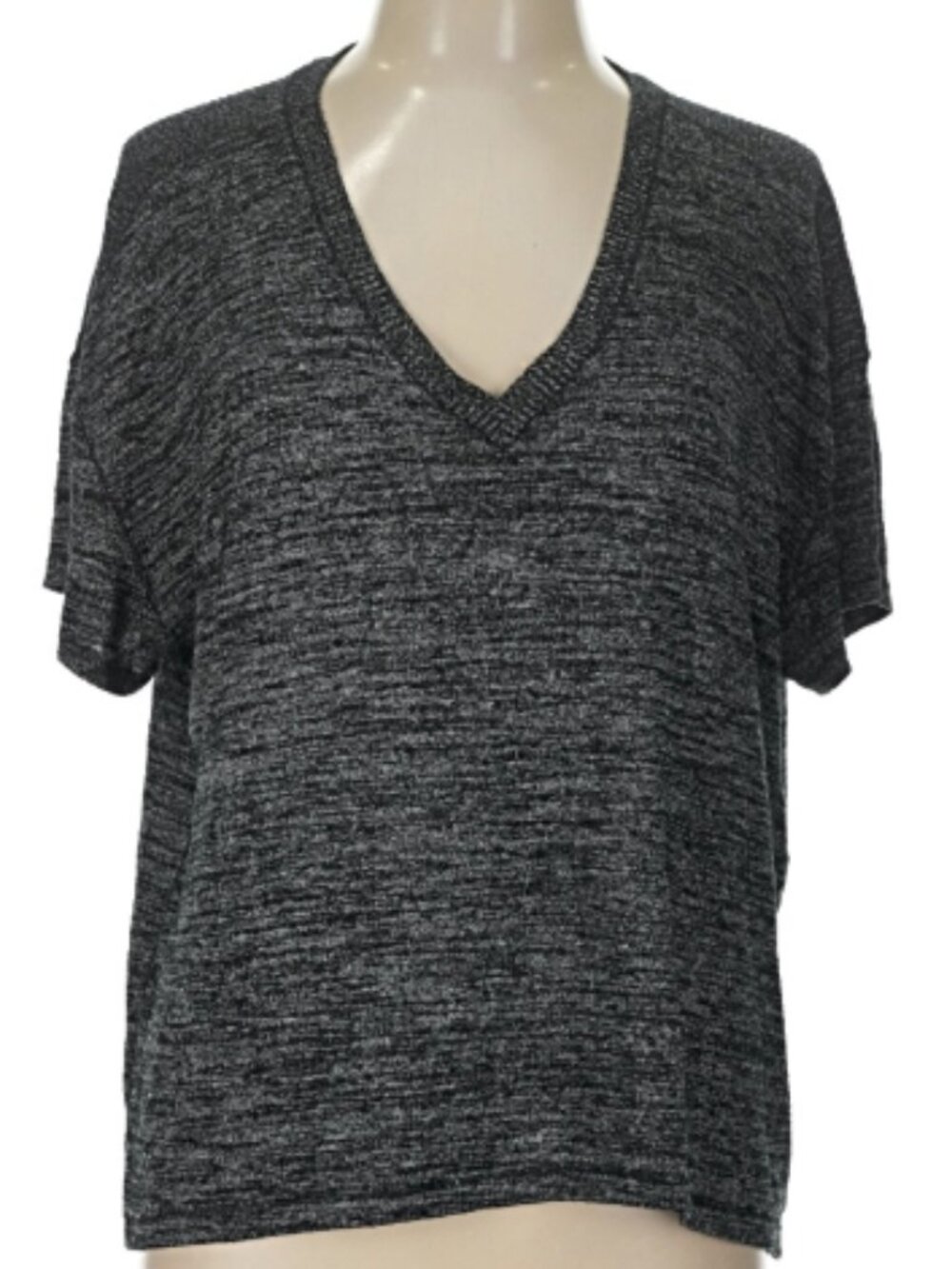 Rag & Bone Heathered Gray Short Sleeve V-Neck Top Size Large
